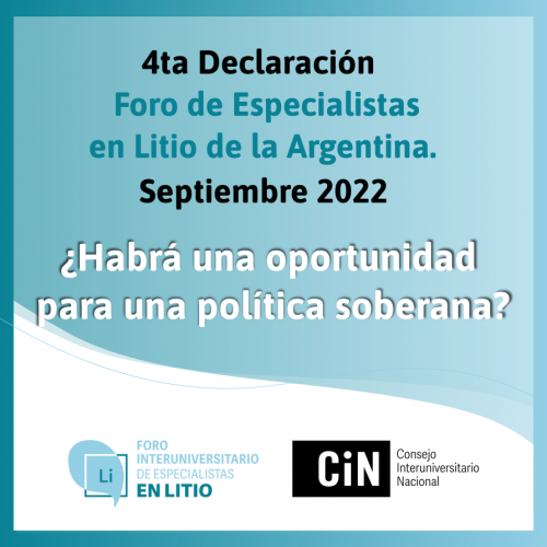 4ta Declaración del Foro de Especialistas en Litio de la Argentina